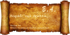 Bogdányi Anetta névjegykártya